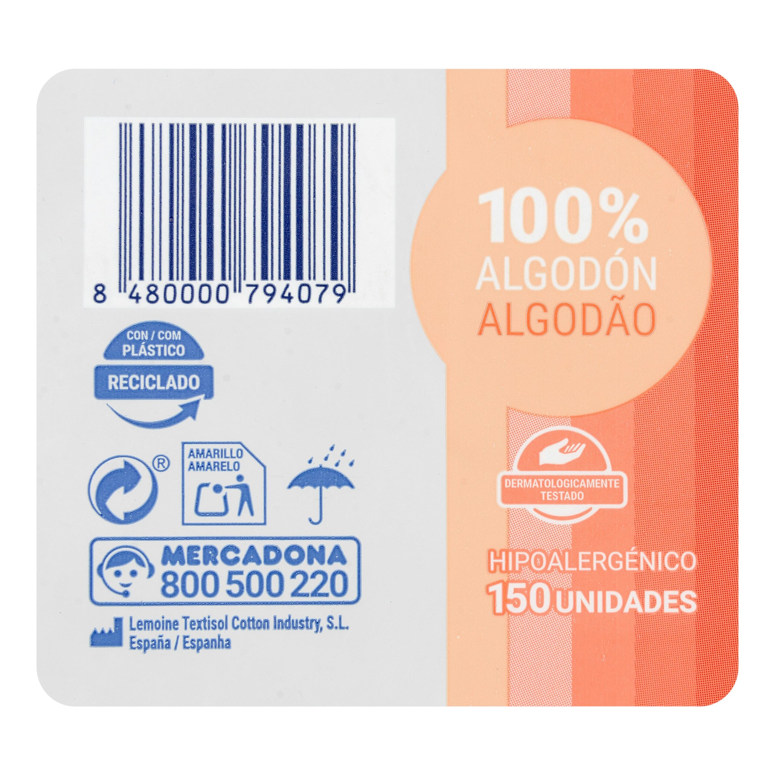 Etiqueta Discos desmaquillantes Deliplus redondos algodón 100%
